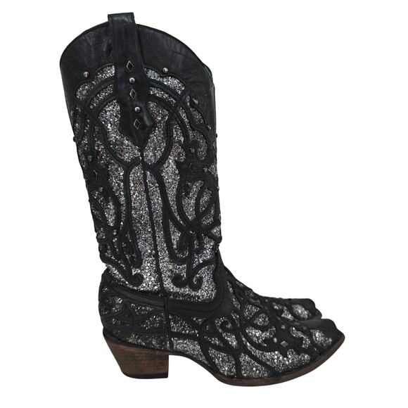 Corral Women's Orix Glitter Inlay Western Boots Black 8.5 - Picture 1 of 10